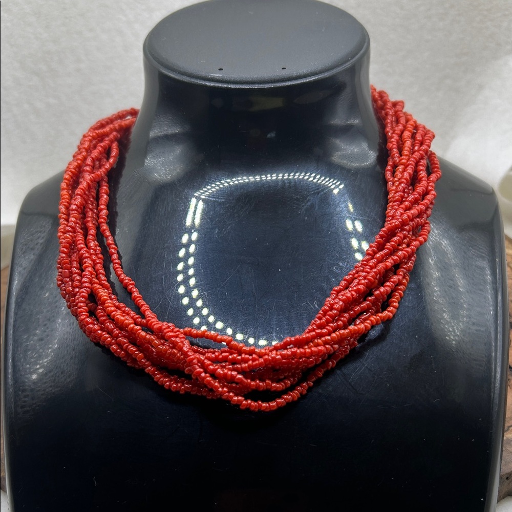 Silpada Coral Beaded 925 Sterling 10 Strand Necklace 16 1/2” w/ 3” Silpada Ext
